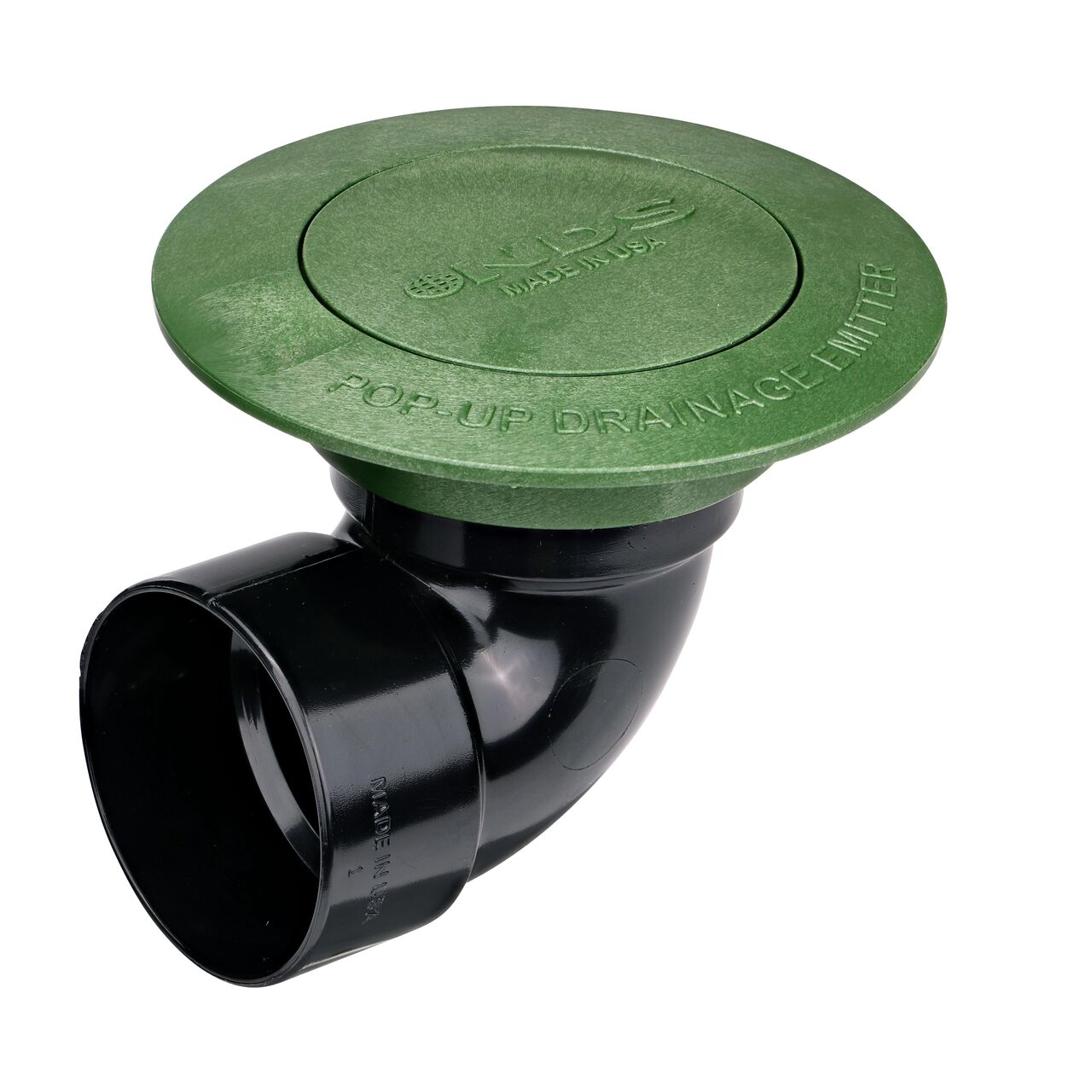 Pop-Up Drainage Emitter with Elbow for 3 in. Sewer and Drain Pipes, Green Plastic (NDS 321)