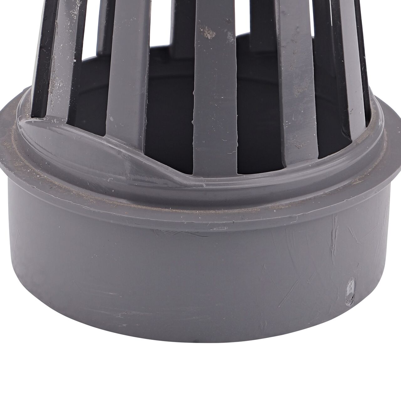 Closeup of the bottom of the NDS 2 in. gray plastic atrium grate (NDS 270)