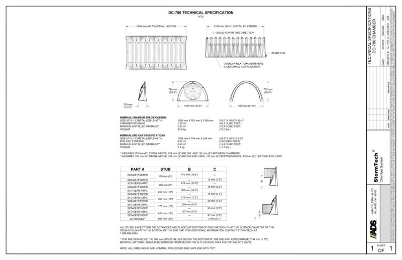 DC-780 StormTech Technical Specifications