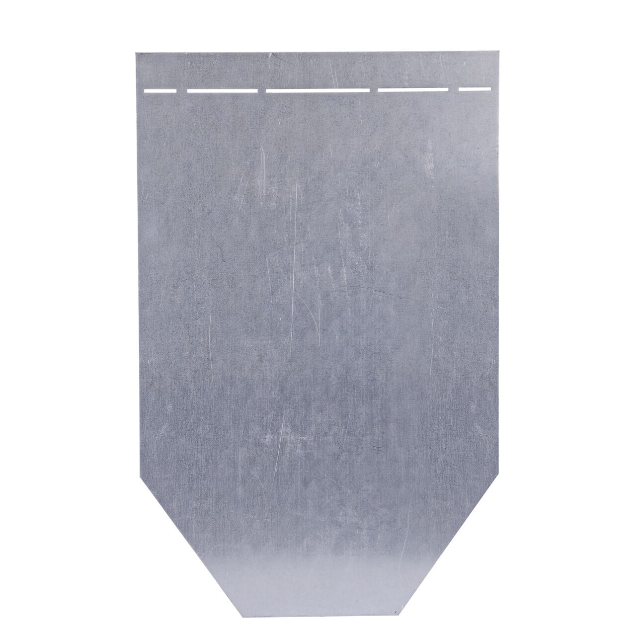 Front facing view of the galvanized steel BG-FILCOTEN® by NDS® 200 Trench Drain End Cap (NDS 19020215) which stops the flow of water at end of the channel drain