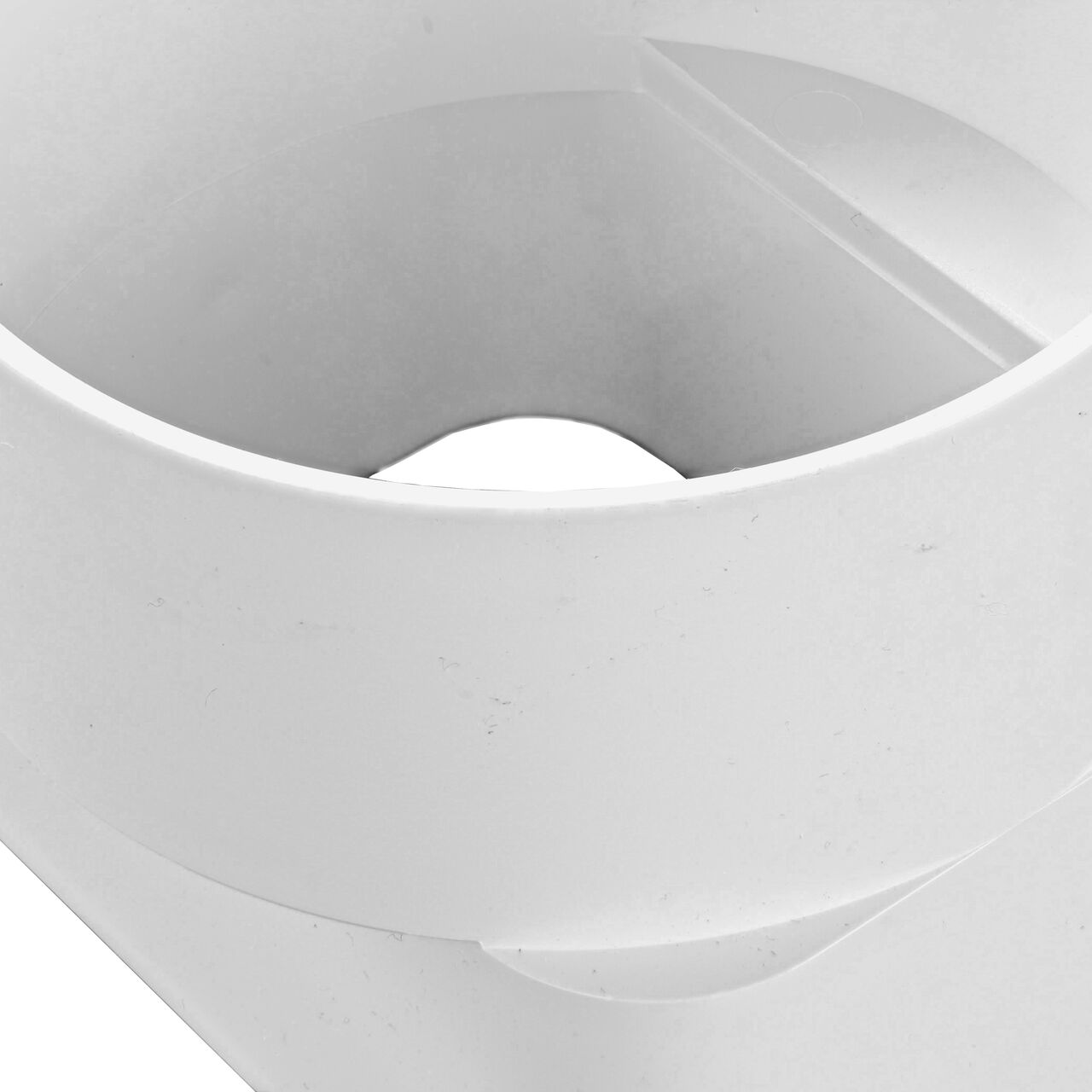 Closeup of the 4 in. S&D Hub connection end on the NDS 3X4 in. Downspout X 4 in. S&D Hub Downspout Adapter (NDS 9P06, NDS 906G*)