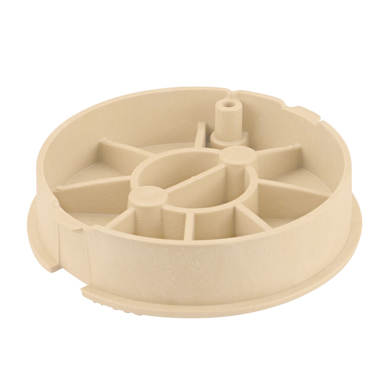 Bottom view of the reinforced ribs on the NDS 10 in. Sand Irrigation Control Valve cover (NDS 311CSAND) that fit the NDS 10 in. Pro-Spec® Series Valve Box