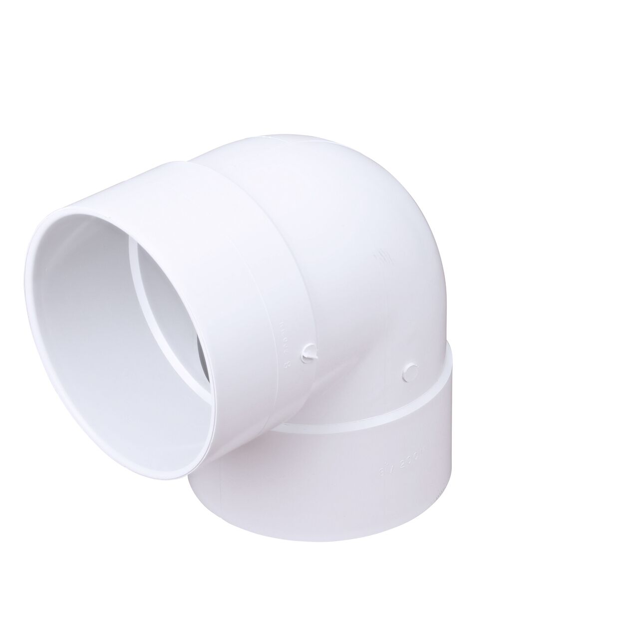 The PVC 90° elbow, connects 8 in. Sewer and Drain pipes, Hub X Hub connection (NDS 8P02)