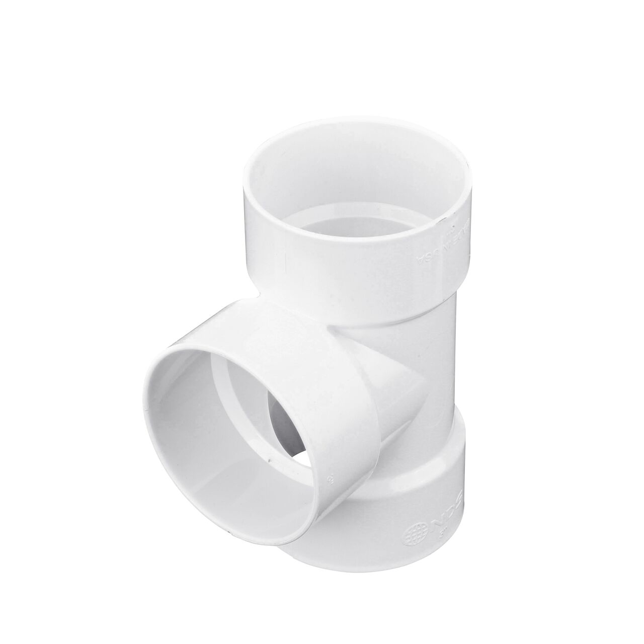 PVC tee for 3 in. Sewer and Drain pipes, Hub X Hub X Hub connection (NDS 3P01*, NDS 3P01)