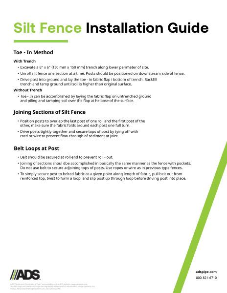 Silt Fence Installation Guide