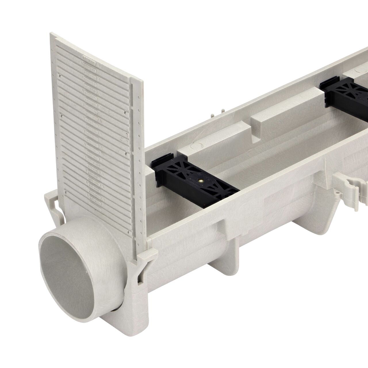 Cut the NDS Dura Slope End Outlet down to size to fit desired Dura Slope Channel Drain (NDS DS-227)