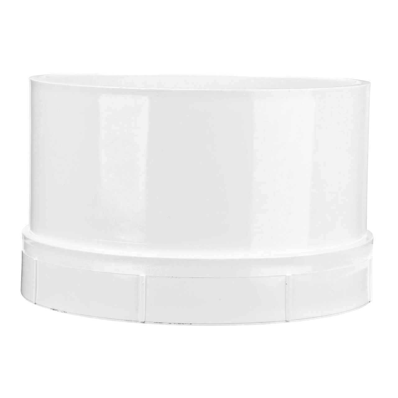 The NDS 6 in. S&D PVC Female Adapter (NDS 613P) with a 6 in. NDS MPT clean out plug (NDS 61P8) installed on a 6 in S&D pipe in horizontal position