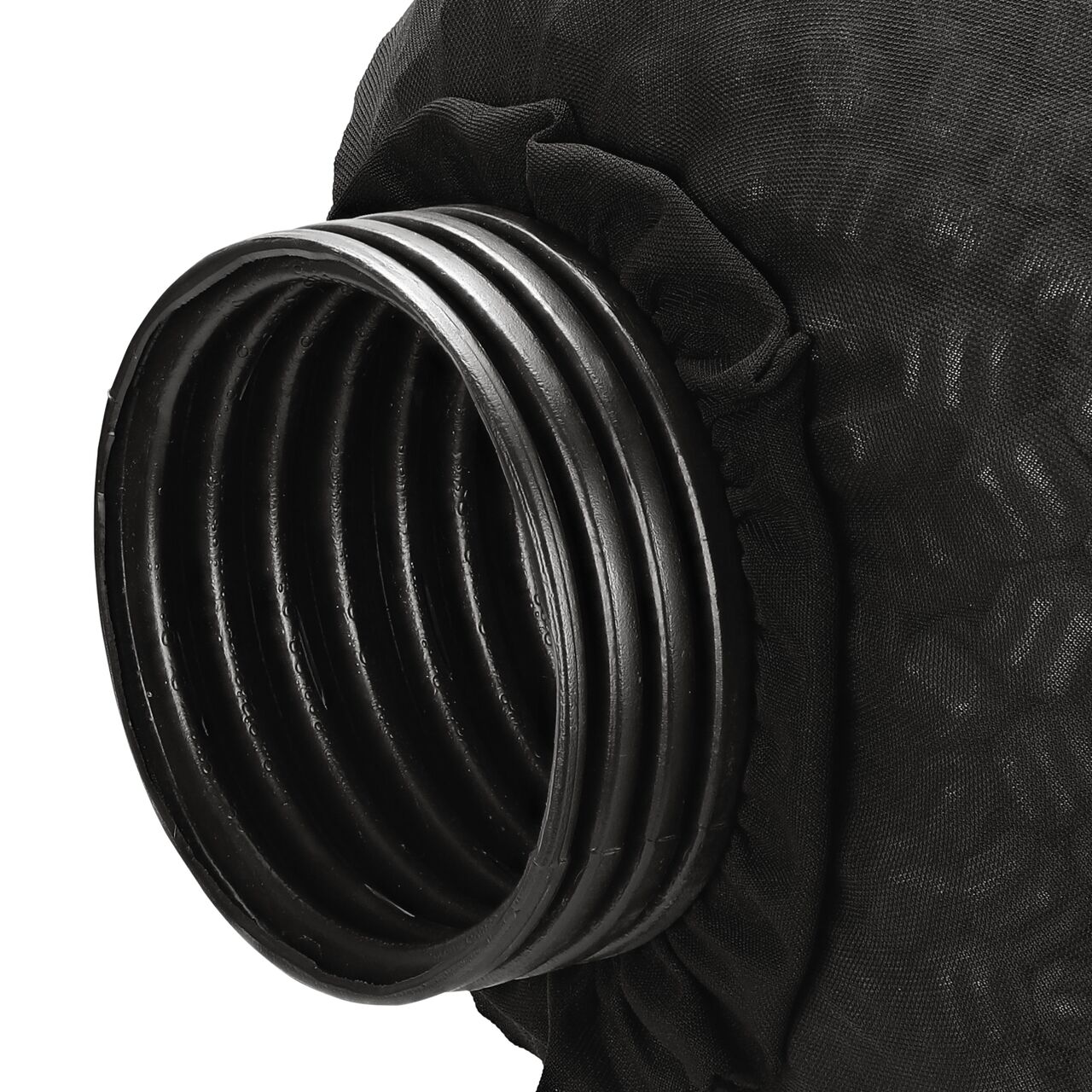 Closeup of corrogated pipe opening of the NDS EZflow® Gravel-Free French Drain System with 6 in. Slotted Pipe & Engineered Aggregate (NDS EZ-1501F)