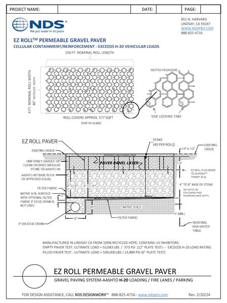 NDS EZ Roll® Permeable Gravel Pavers Installation Manual