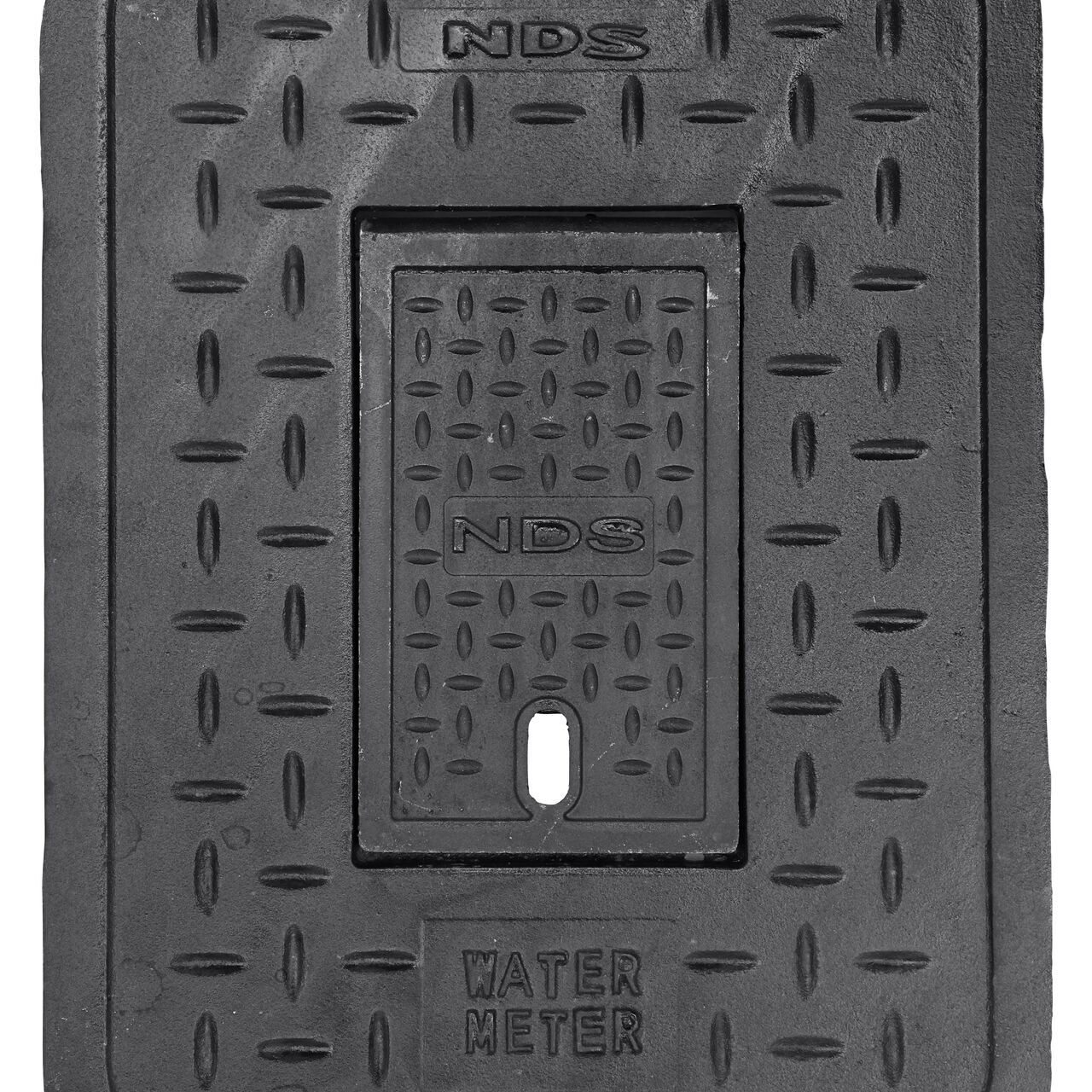 Closeup view of the outside reinforced edges on the bottom of the NDS 14 in. X 19 in. Rectangular Standard Series Meter Box (NDS D1200-CICIR)