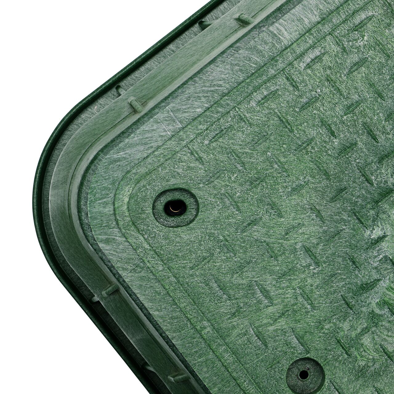 Closeup view of the inside reinforced edges on the NDS 17 in. X 30 in. Rectangular Pro-Spec® Series Valve Box and Cover (NDS 324BCB)