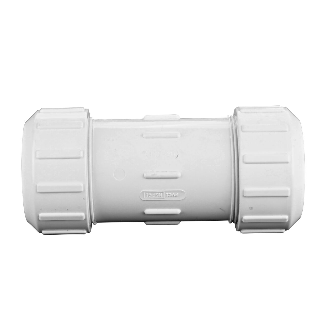 Side view of the NDS 2 in. Flo Lock PVC Gripper Coupling (NDS 112-20) which transports water through pipes