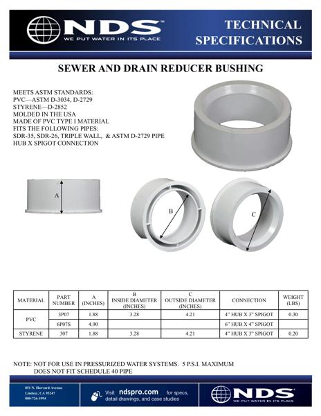 NDS S&D Increaser/Reducer Bushing Tech Spec