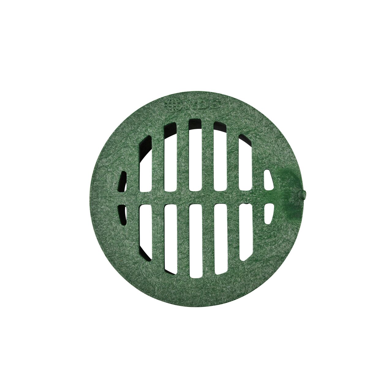 Top-down view of the NDS 3 in. Round Grate made of green plastic (NDS 16*, NDS 16)