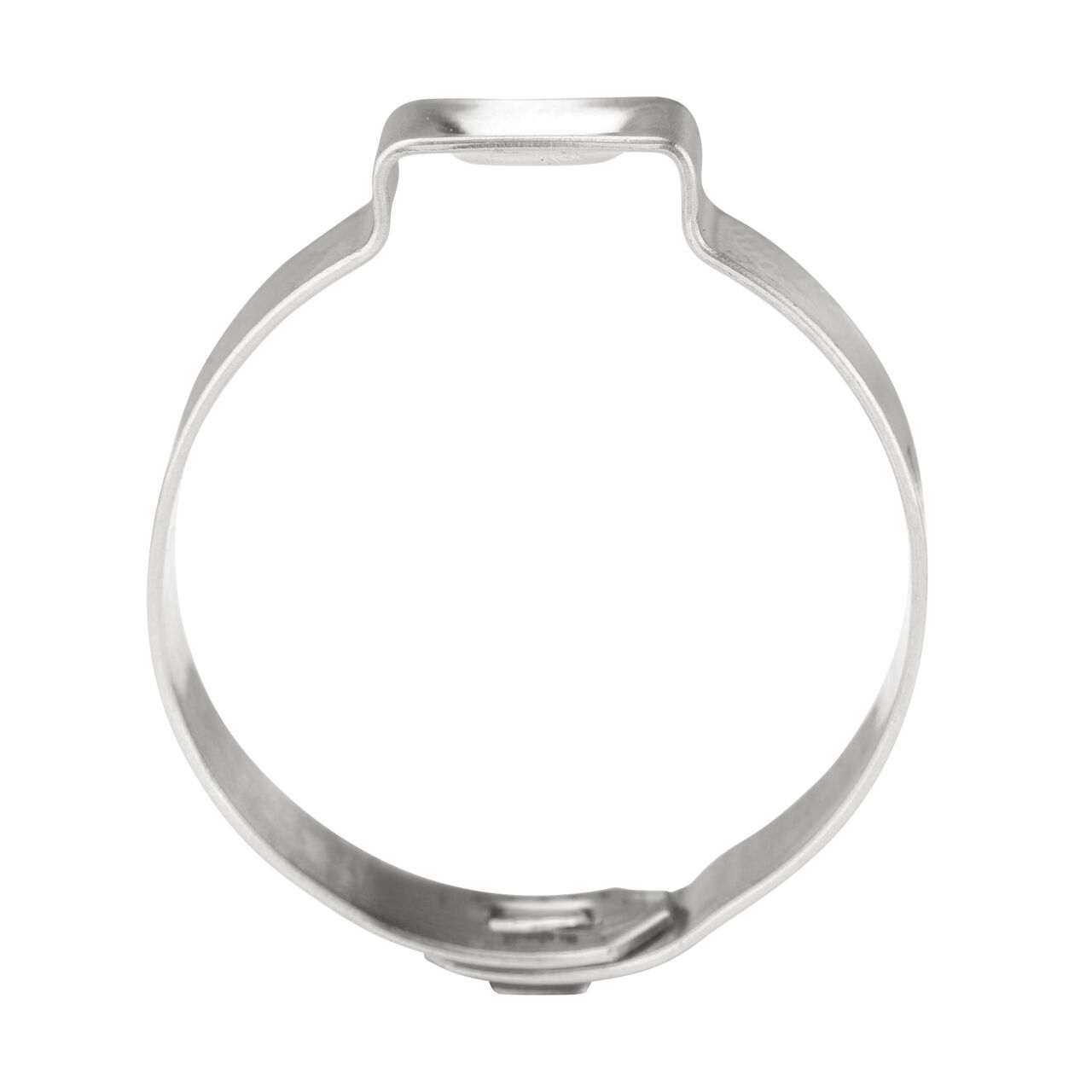 Install the NDS 271R Stainless Steel Pinch Clamp (NDS NC-155000-016) by sliding onto connection point between two pliable hoses or rigid pipes and crimp clamp ear to tighten (use pinch clamp tool sold separately)