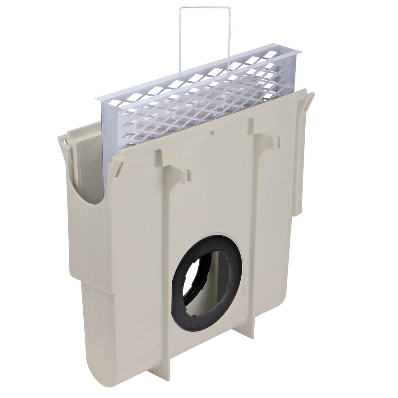 The Dura Slope Trash Bucket (NDS DS-240) fits inside the Dura Slope Inline Catch Basin (NDS DS-340)
