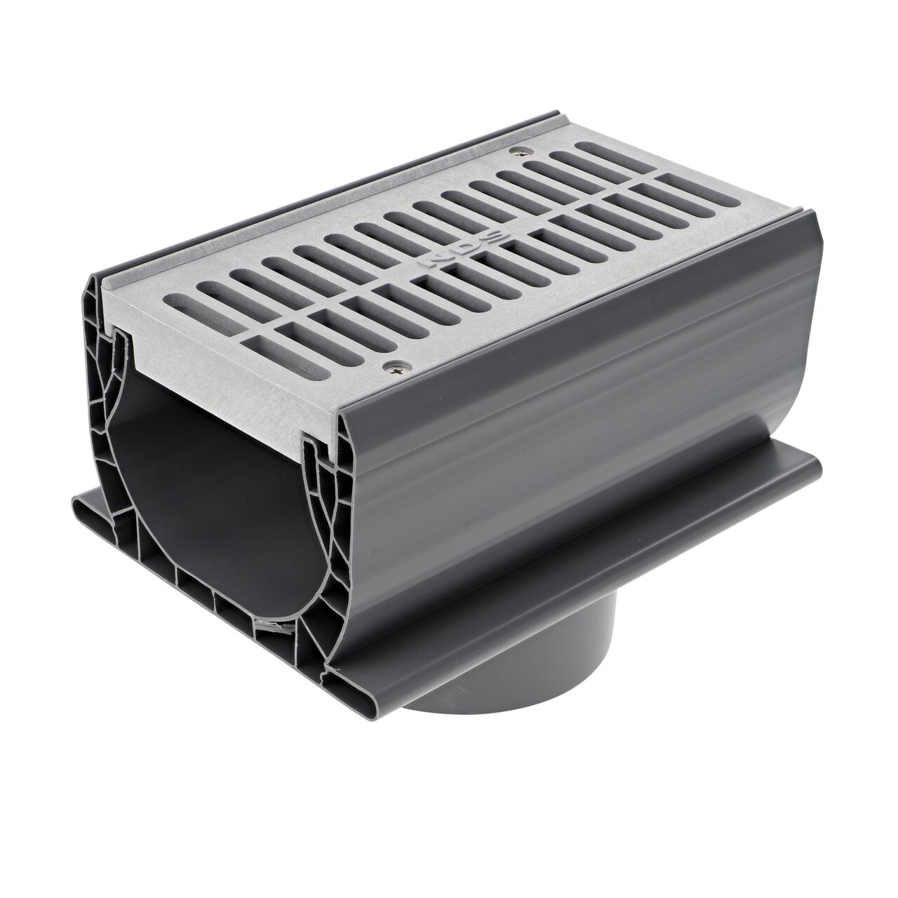 Spee-D® Channel Drain Bottom Outlet Assembly works with the Spee-D Channel Drain System and connects to drainage pipe in the bottom of the drain (NDS 2351*, NDS 2351)