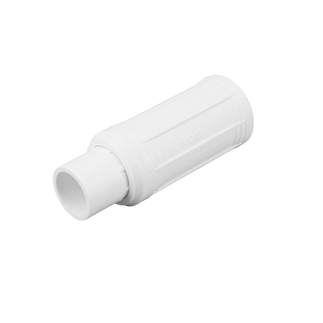 The compact design of the compact Pro-span 1-1/4 in. expansion repair coupling (NDS 118-12C) minimizes excavation around the damaged pipe.