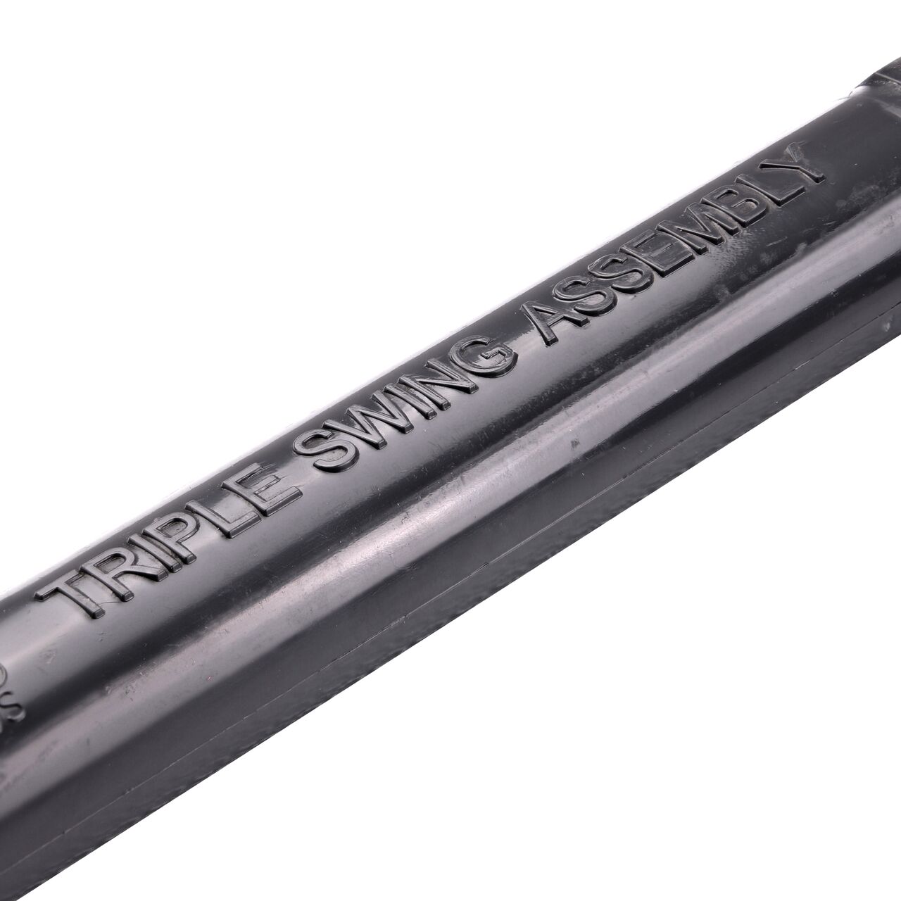 Closeup view of the NDS PVC Triple Swing Joints Assembly, Sch. 80 1/2 in. MPT for subsurface irrigation and sprinkler applications is clearly marked and offers flexibility that protects pipelines from damage (NDS TSA-0500-TT)