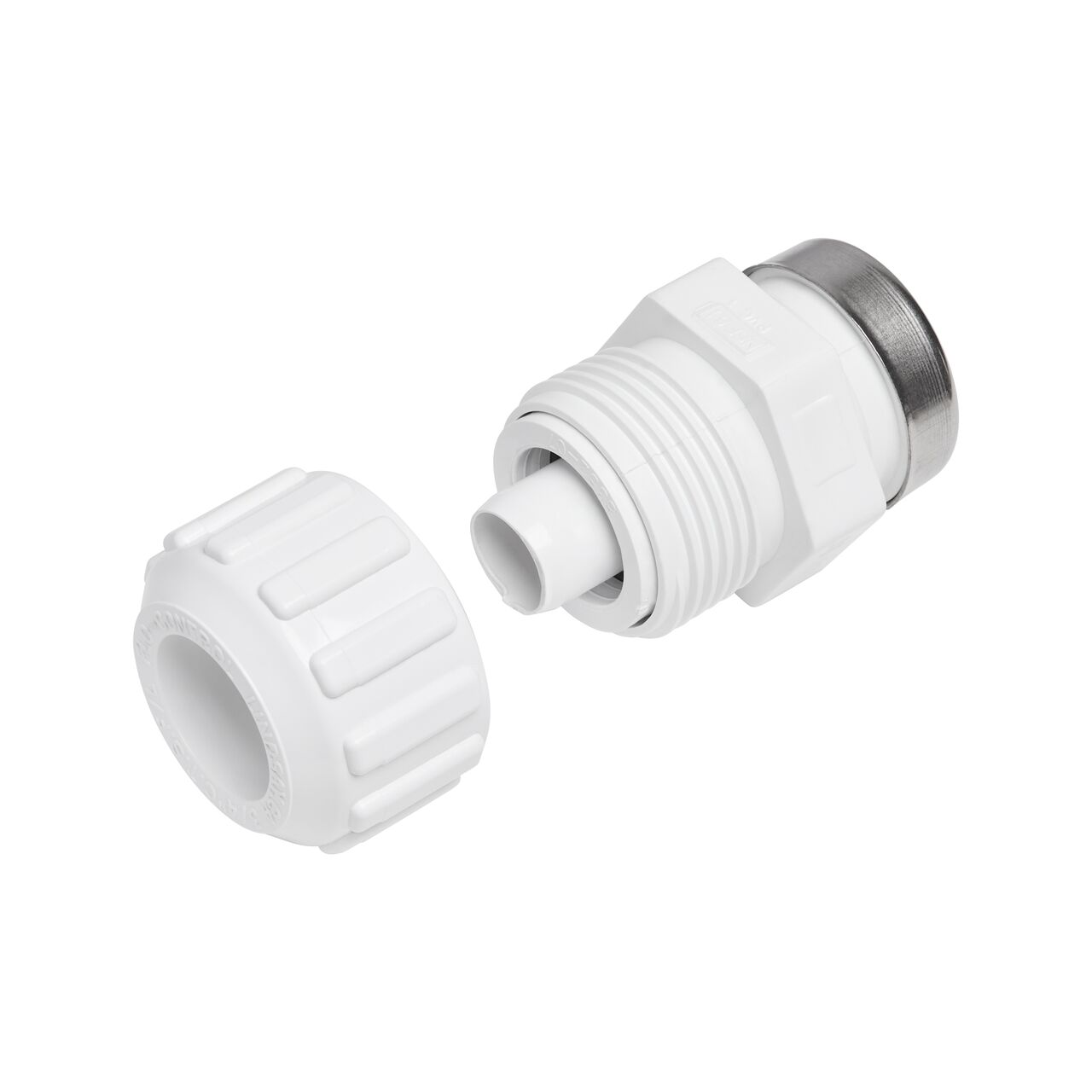 The NDS 3/4 in. SDR-9 CTS FPT Flo-Lock™ Gripper unassembled from Adapter showing the EPDM O-Ring that form leak form connection when properly installed (NDS 731-07)