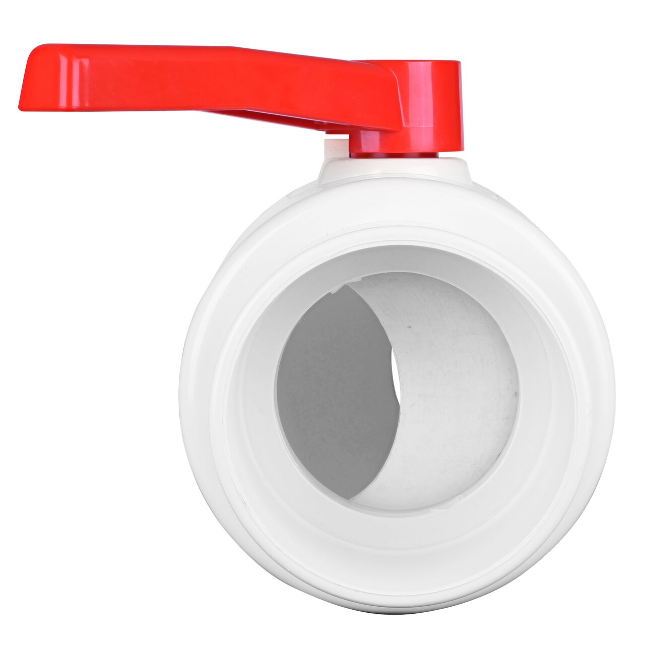 Rotate the handle to easily open or close the valve ball that controls water flow on the NDS 6 in. PVC CTS Ball Valve (NDS E1310-60)