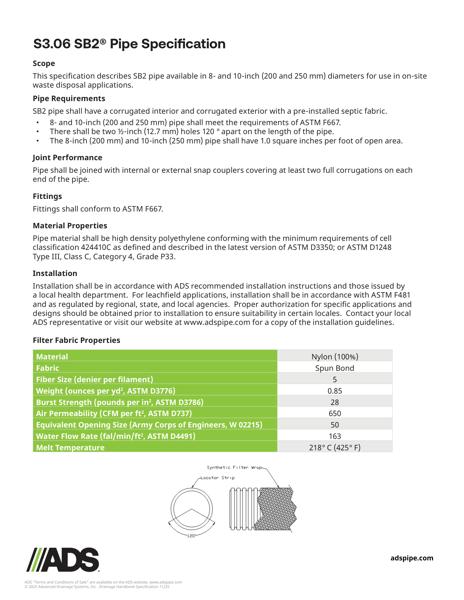 S3.06 SB2 Pipe Specification