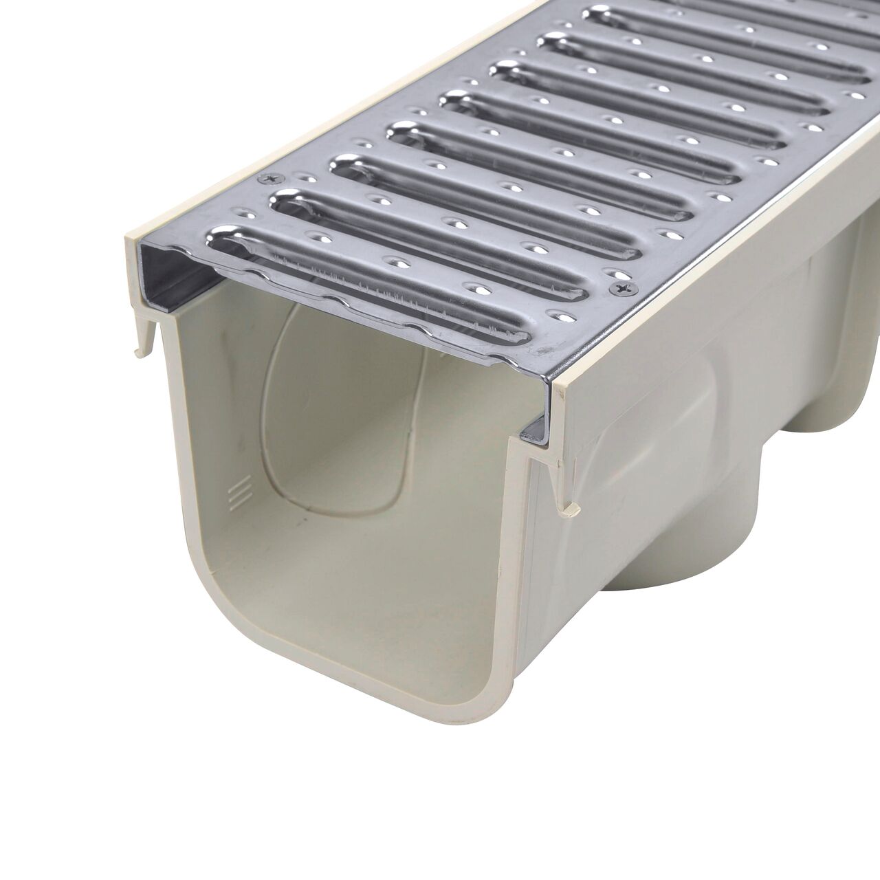 The NDS 5 in. Pro Series Channel has a grate seat for the 5 in. Pro Series Galvanized Steel Channel Drain Grate (NDS 800, NDS 824)