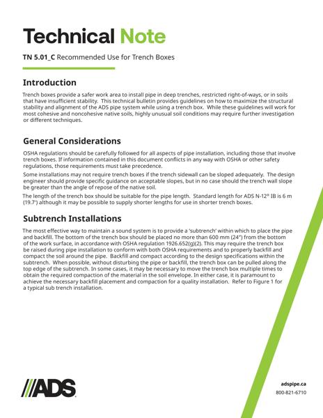 TN 5.01_C Recommended Use for Trench Boxes