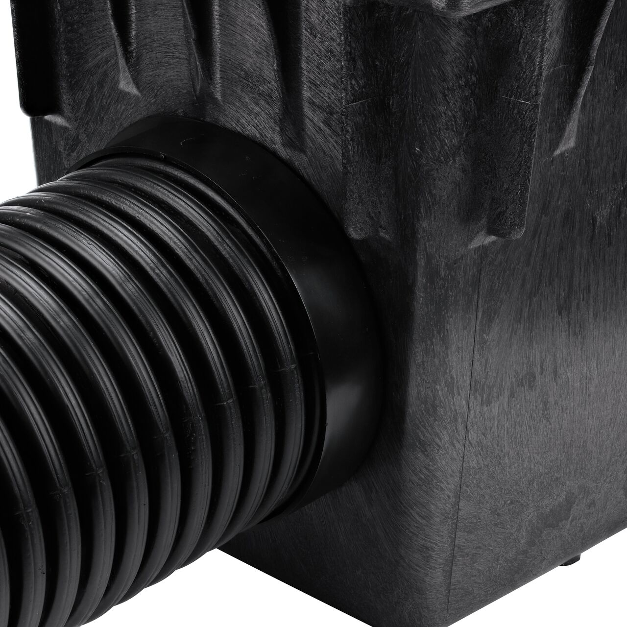8 in. Corrugated Pipe installed on the Offset Outlet Adapter (NDS 1889) and 18 in. Catch Basin (NDS 1882) in the adapter side position 2