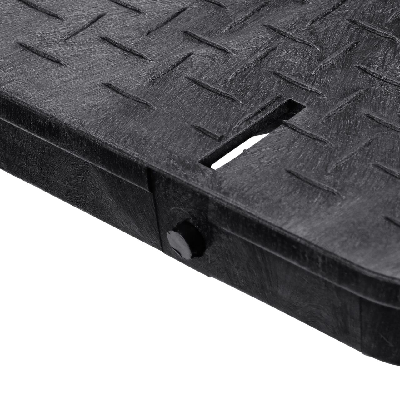 Closeup view of the AMR bottom mount on the NDS 13 in. X 20 in. Rectangular Locking Drop-In Double AMR Bottom Mount Meter Cover (NDS D15-BAMRL)