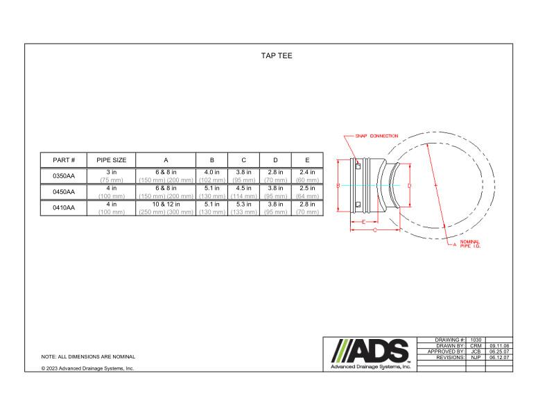 3" - 4" Tap Tees (HDPE Single Wall Fittings)