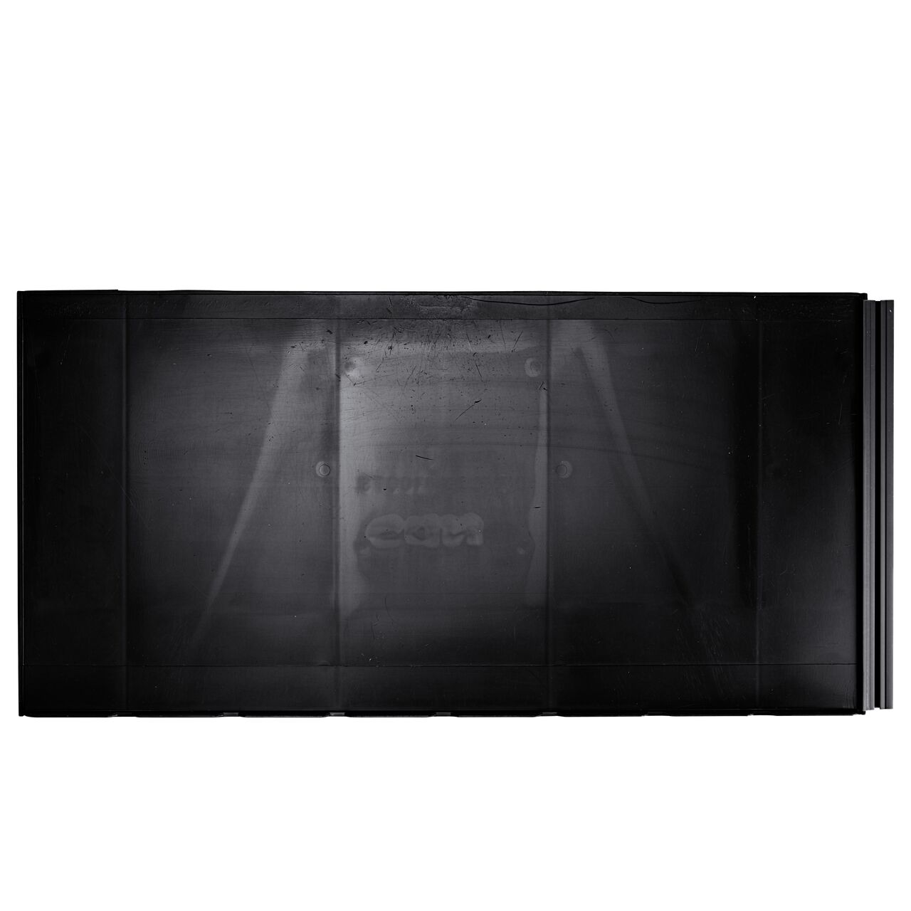 The backside of the 12 in. deep NDS Root Barrier Panel (NDS EP-1250) shows a flat surface to lay flush with the dirt, and Anchor Lock external flanges at the base to lock into the ground