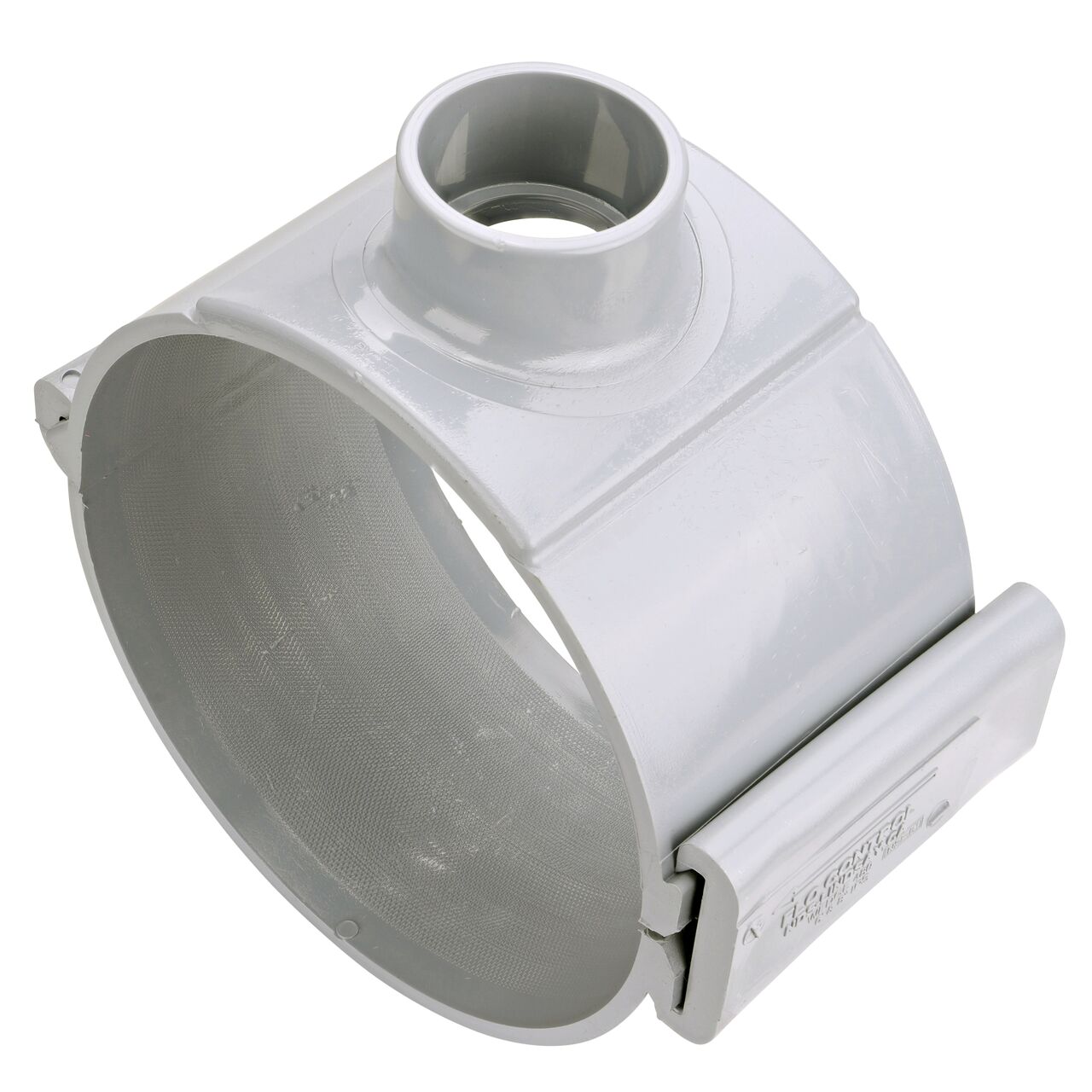 The 2 in. slip outlet at the top of the NDS Clamp-It™ Rigid PVC Saddle (NDS 458020) for 8 in. PVC pipe adds a riser or sprinkler to an existing pipeline for agricultural or mining applications