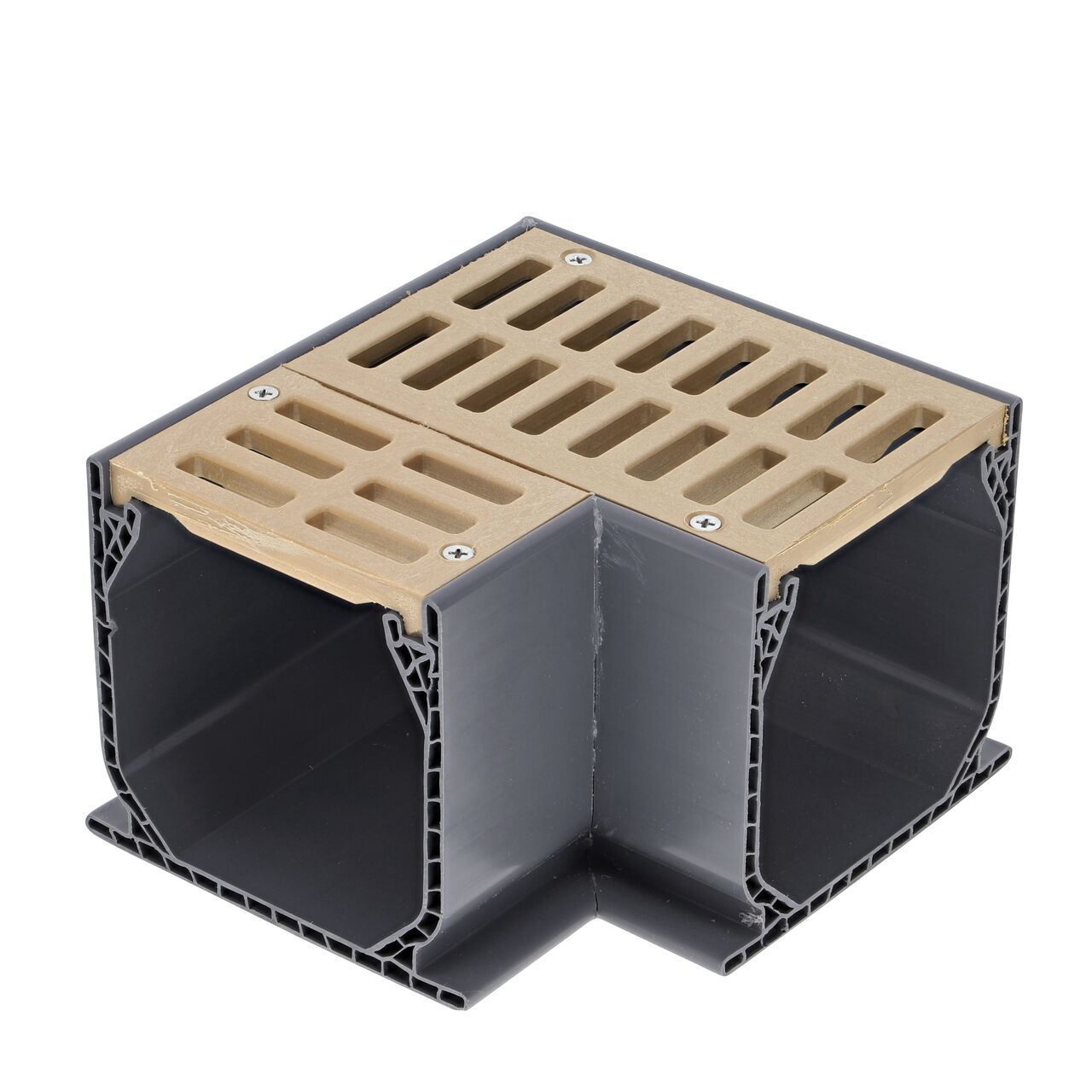 NDS Mini Channel™ 90 degree drain with sand colored grate (NDS 5383)