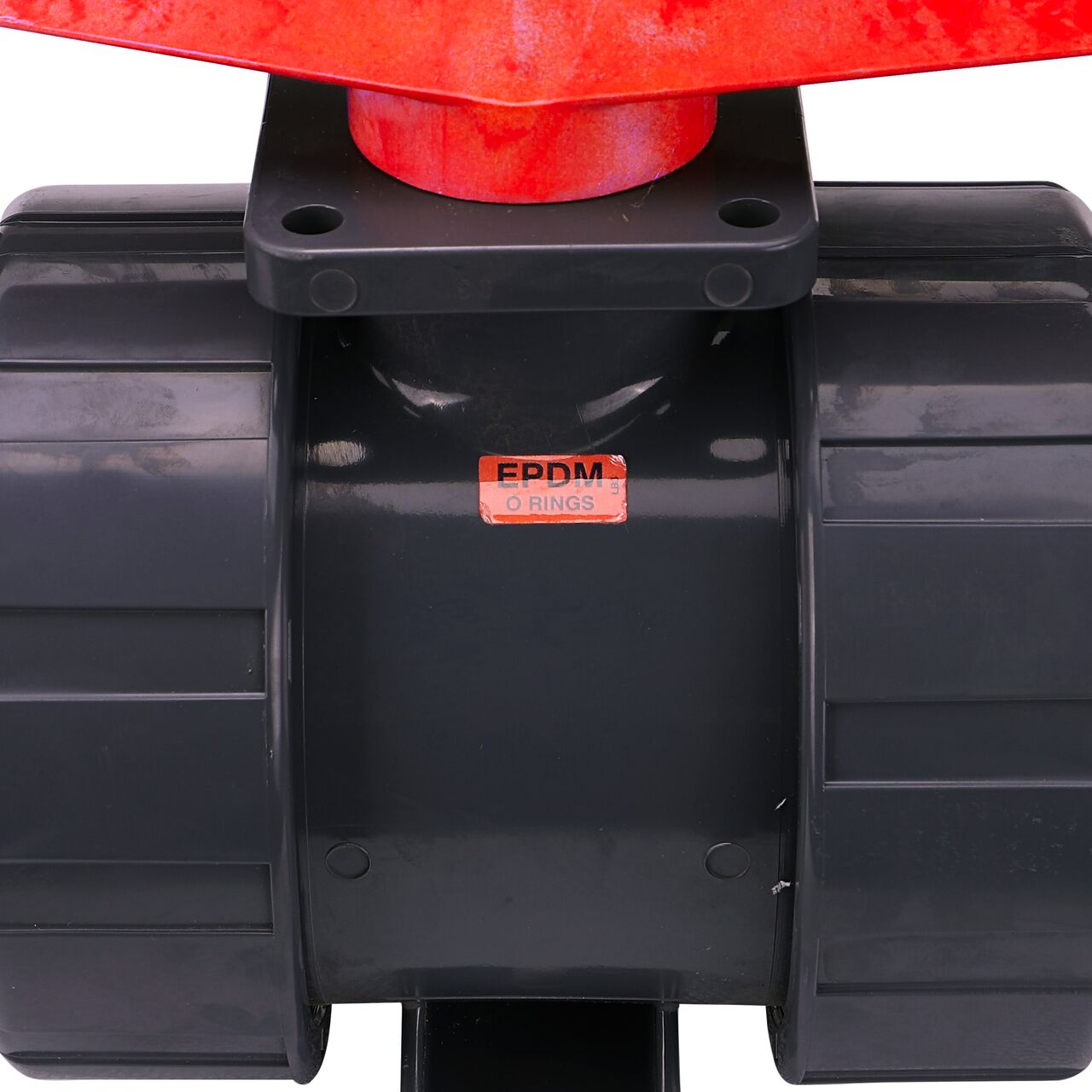 The 2-1/2 in. PVC Slip True Union Ball Valve (NDS BTU-2500-SE) includes directional markings to show which way the one-way valve conveys water through the pipes