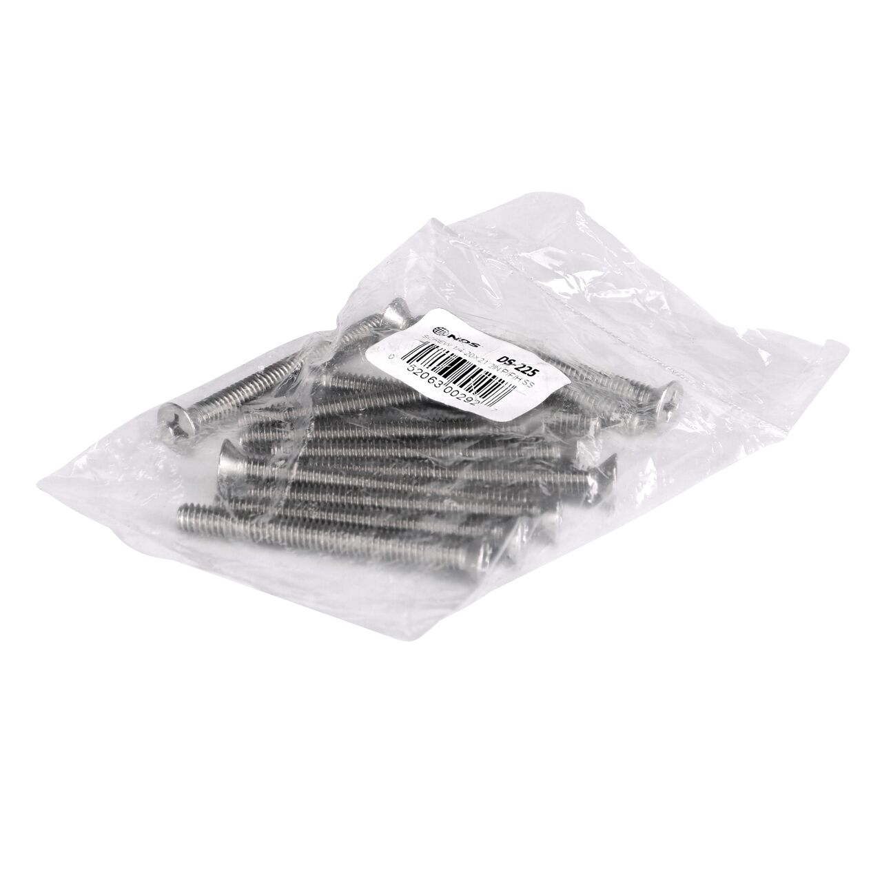 The longer length stainless steel 1/4 in. Phillips Flat Head Screw (NDS DS-225) comes packaged in a bag of 12 with the bar code and label on front