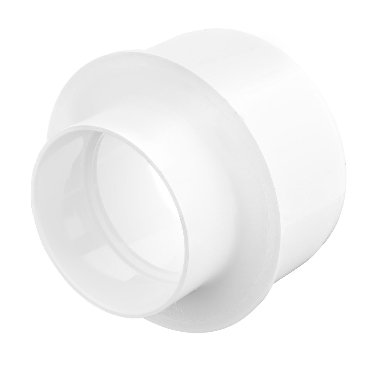 The PVC increaser/reducer bushing, connects 4 in. Sewer and Drain Spigot to 6 in. Sewer and Drain Hub (NDS 6P07S)