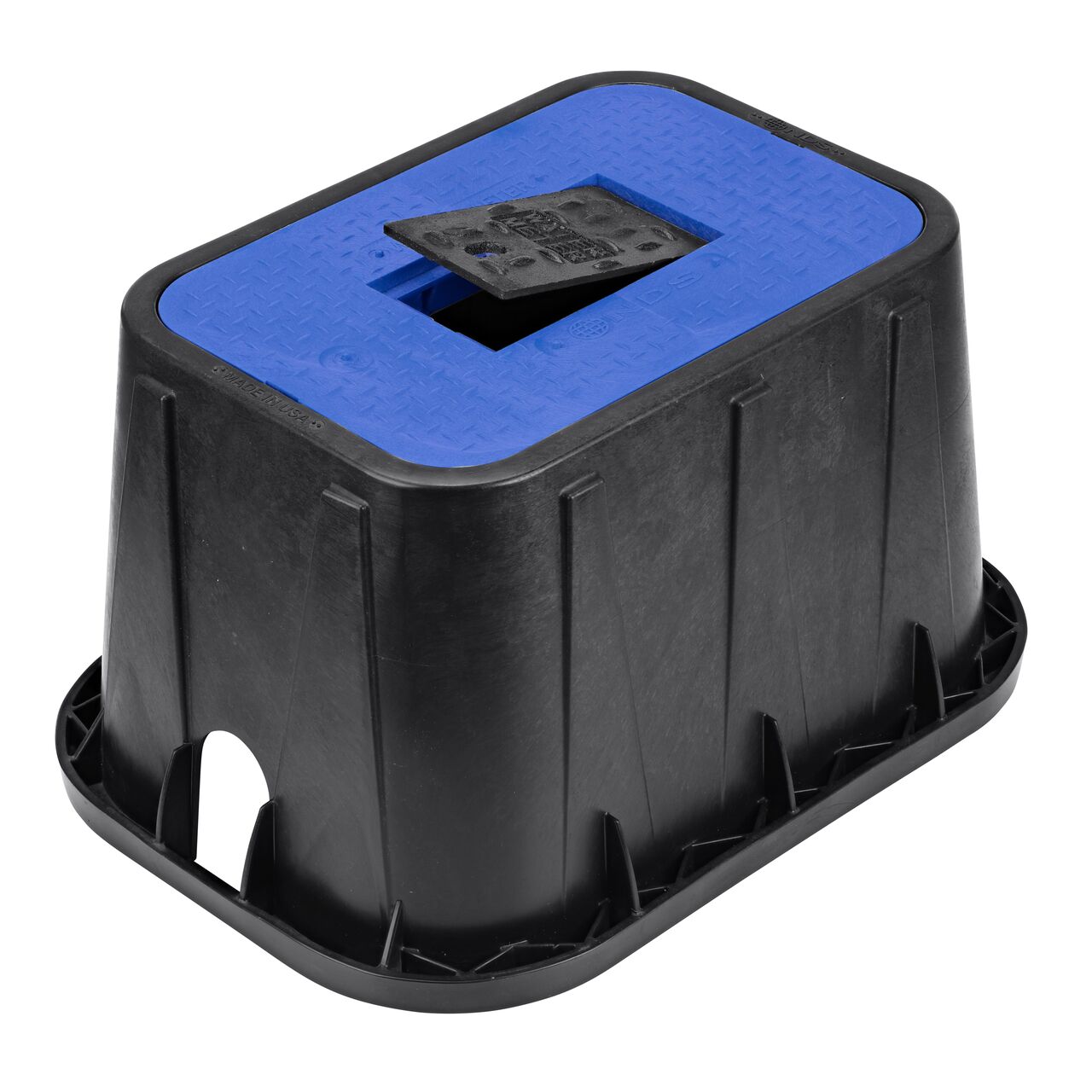 The hinged side of the Cast Iron reader door on the NDS 14 in. X 19 in. Rectangular Standard Series Meter Box & Water Meter Cover (NDS D1200-DICIRBLU)