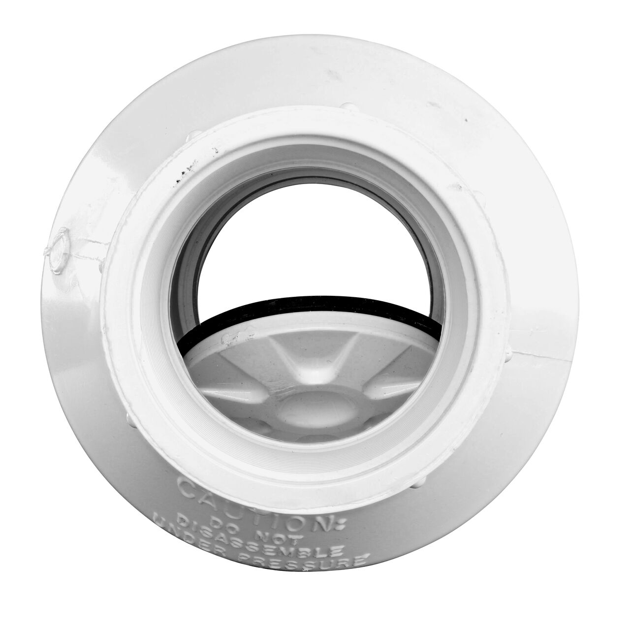 Water is conveyed one-way through the valve when the flap opens on the NDS White 2 in. slip end by slip end with Viton™ O-Ring PVC Swing Check Valve (NDS 1520V20)