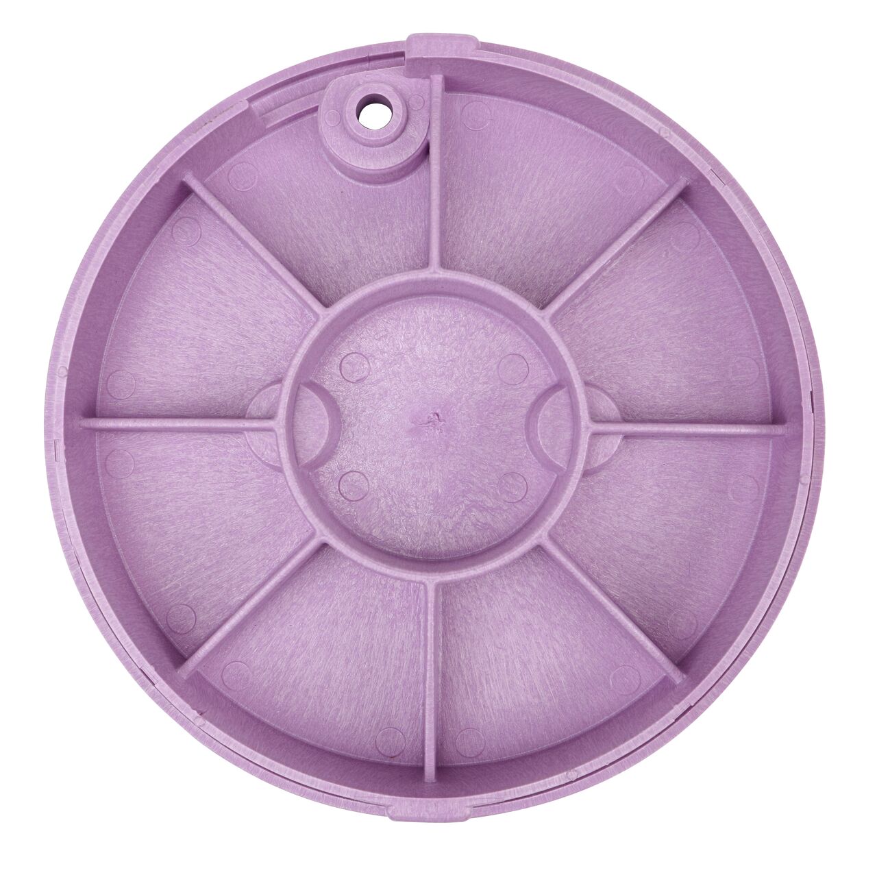 Alternate View of the bottom of 10 in. Round Purple Reclaimed Water Cover with reinforcing ribs (NDS 111PBCR)