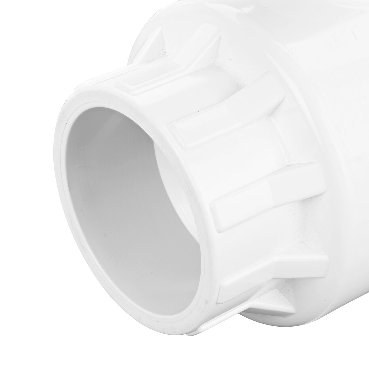 Closeup of the NDS IPS Ball Valve showing the stem that is made of durable PVC material (NDS E1410-30)