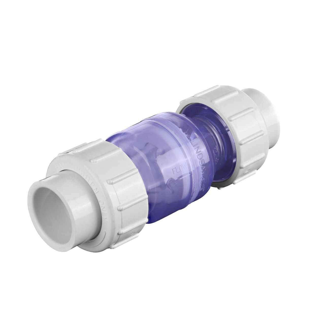 Alternate direction of the NDS Clear 1 in. slip end by slip end with 1/2 lb. spring PVC True Union Spring Check Valve (NDS 1700C10)