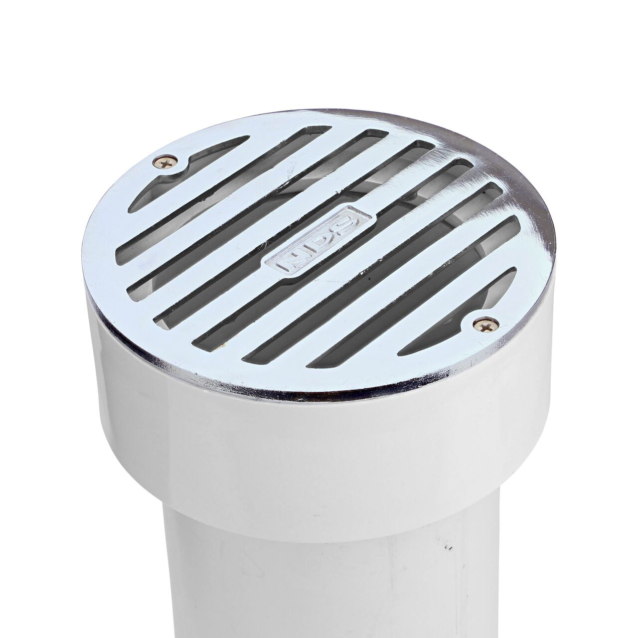 NDS 4 in. Round Grate installed to a 3 in. schedule 40 pipe (NDS 908PC)