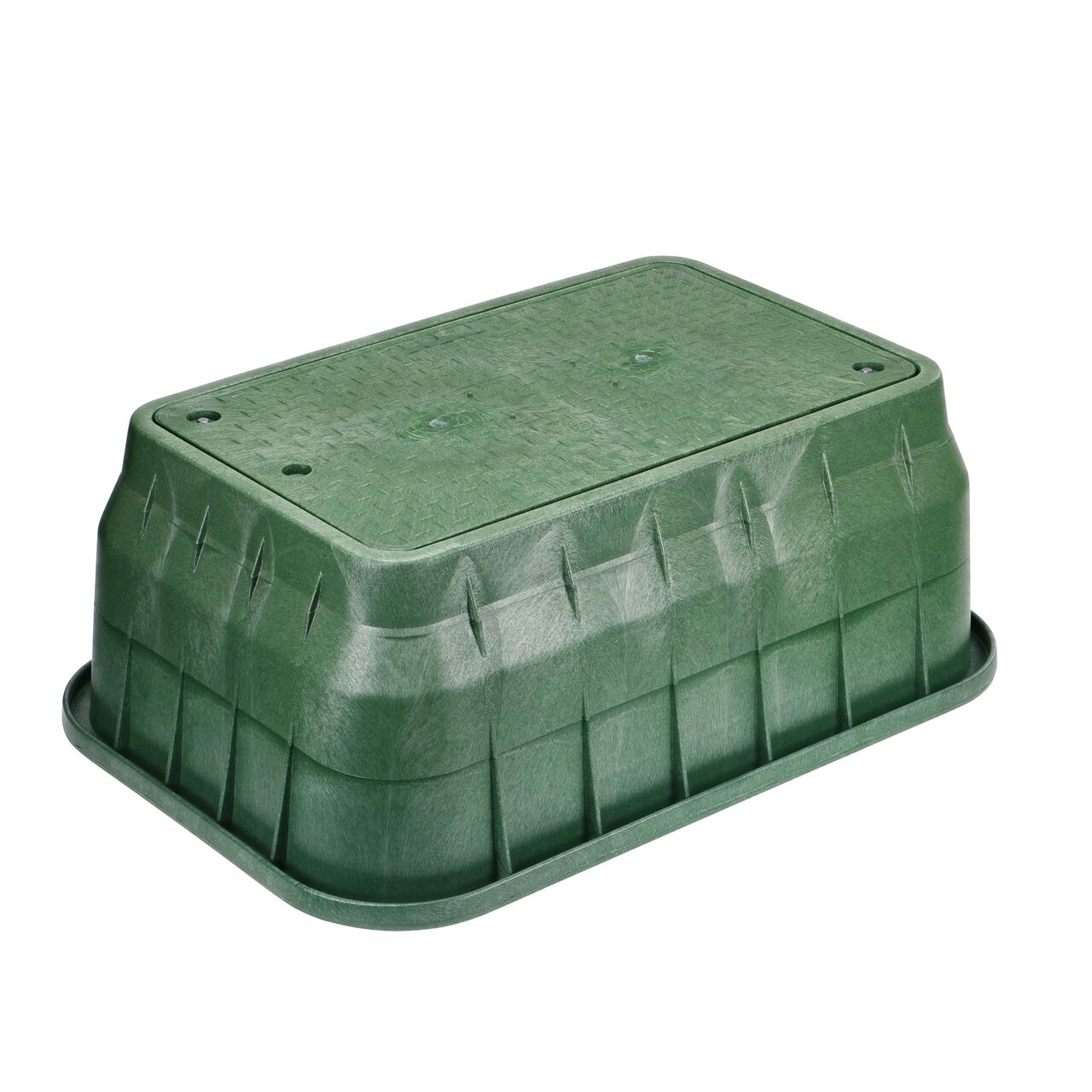 The NDS 17 in. X 30 in. Rectangular Pro-Spec® Series Valve Box and Cover with two bolts is a 15 in. high Black Box and Green Cover with Irrigation Control Valve markings on the Drop-In lid (NDS 324BCDB) and protects underground irrigation and sprinkler system components and keeps them out of sight