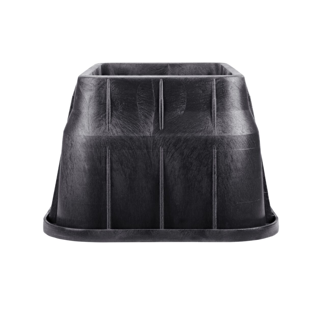 Side view of the shorter side on the NDS black plastic 13 in. x 24 in. Rectangular Pro-Spec® Series Valve Box (NDS 325B)