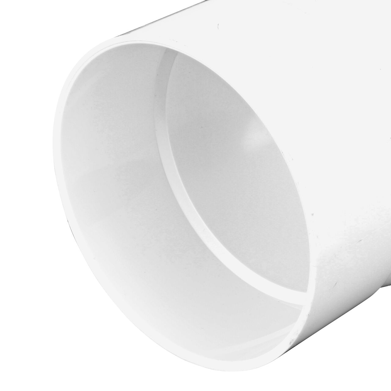 Closeup view of the end of the 4 in. PVC Sewer and Drain 90° Long-Turn Elbow (NDS 41P0*, NDS 41P0)