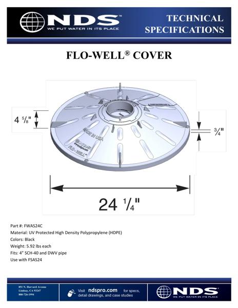 NDS Top Cover for Flo-Well® Stormwater Dry Well System Tech Spec