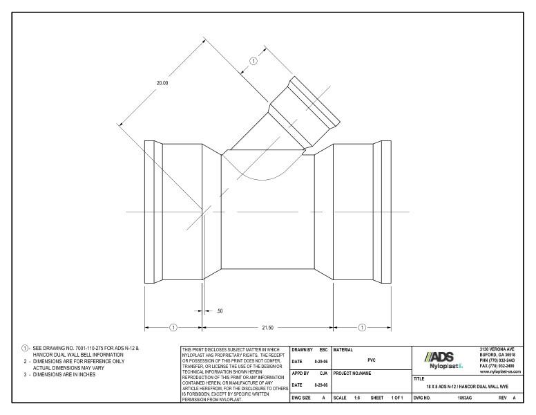18 x 8 N-12 Dual Wall Wye Nyloplast Detail
