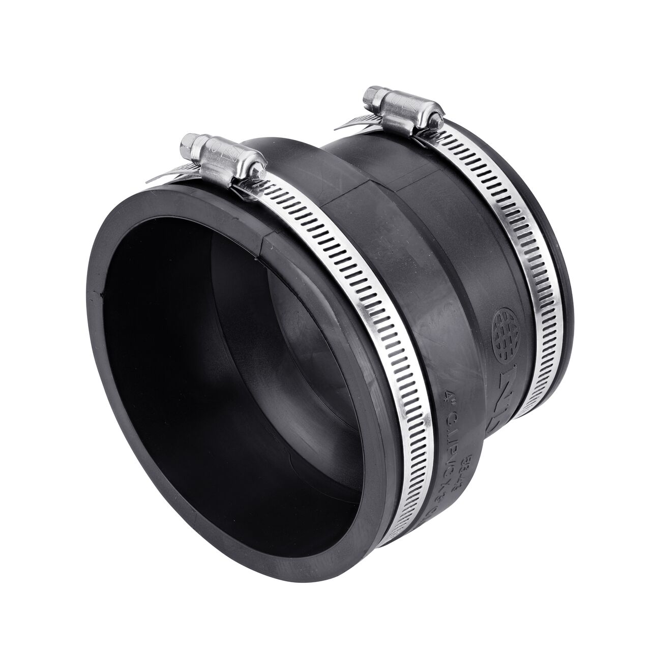 The NDS 4 in. X 3 in. stainless steel flex coupling connects two cast iron/sewer and drain or DWV/copper/steel/lead pipes and includes clamps tighten to secure coupling onto pipe (NDS 56-43)