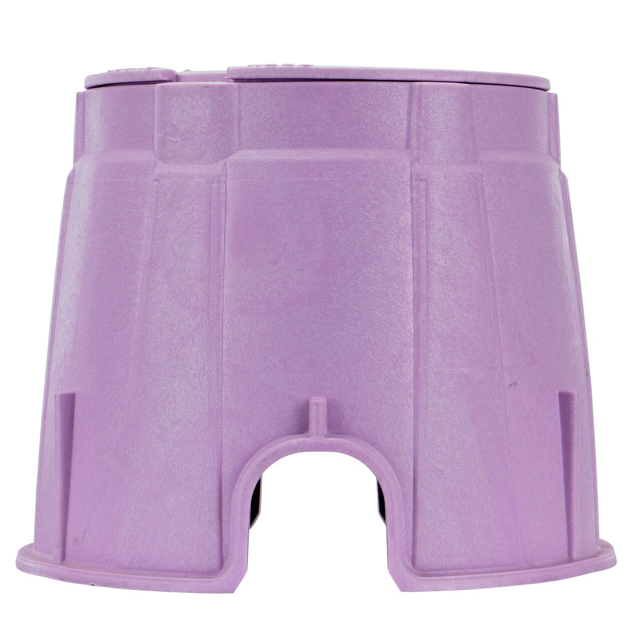 Side view of the pipe hole side of the NDS 10 in. Round Pro-Spec® Series Valve Box & Reclaimed Water Cover (NDS 312PBCR) rugged enclosure for water and irrigation pipe connections